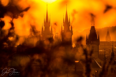 Prague spring sunrise